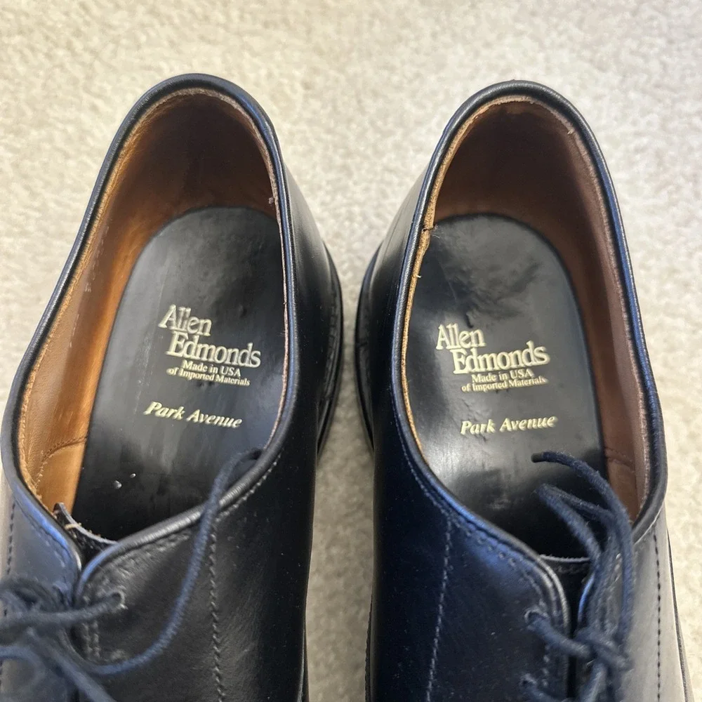 Allen Edmonds Park Avenue Oxfords Dress Shoes Mens Sz 10.5 Black Leather Cap Toe - Picture 5 of 11